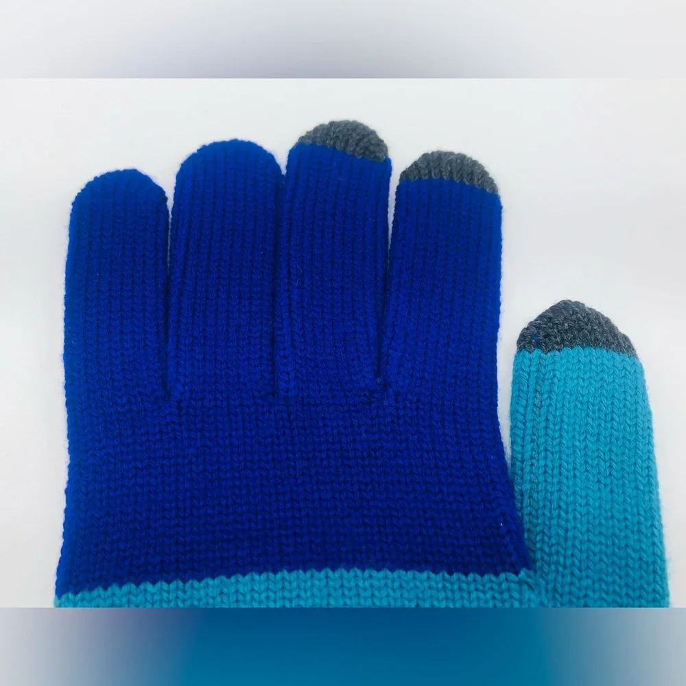 Verloop Color Block Touchscreen Gloves Mittens Green Blue Black Color OS